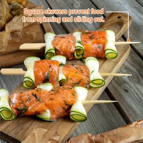 DOUDOULE 200PCS Bamboo Skewers for Appetizers, [6 Inch] Long Cocktail Picks Fancy Toothpicks for Appetizers, Flat Paddle Wooden Skewers Food Sticks for Party Drinks Fruit BBQ, Charcuterie Boards Accessories - Image 2