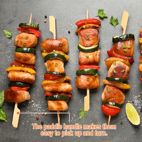 DOUDOULE 200PCS Bamboo Skewers for Appetizers, [6 Inch] Long Cocktail Picks Fancy Toothpicks for Appetizers, Flat Paddle Wooden Skewers Food Sticks for Party Drinks Fruit BBQ, Charcuterie Boards Accessories - Image 3
