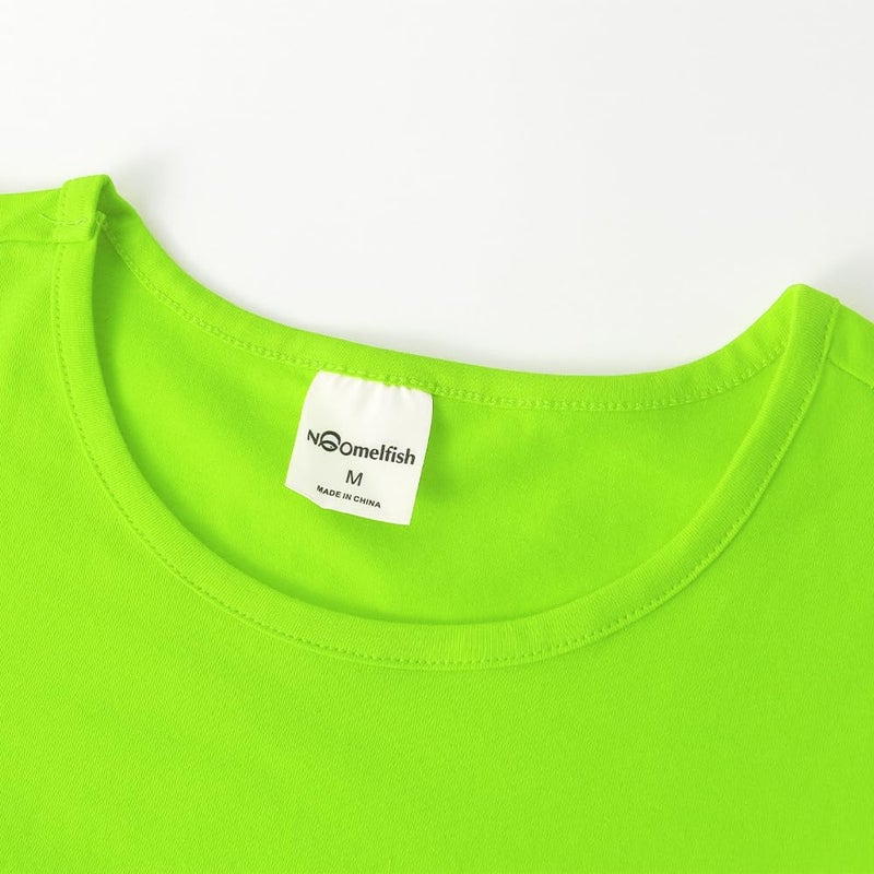 Noomelfish Girls Short Puff Sleeve Dress Summer Casual Knit Swing Twirl Skater Dresses with Pockets, Neon Green, Size 9-10 Years - Image 4