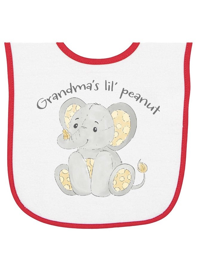 inktastic Grandma's Lil' Peanut Polka Dot Elephant Baby Terry Cloth Bib White and Red 43b58 - Image 1