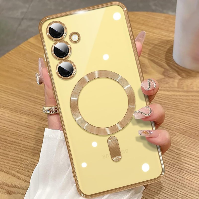 Grabist Phone Case For Samsung Galaxy A15 4G/5G, Clear case with camera lens protector Full protection, MagSafe compatible, scratch-resistant, anti-yellowing (Gold) - Image 1