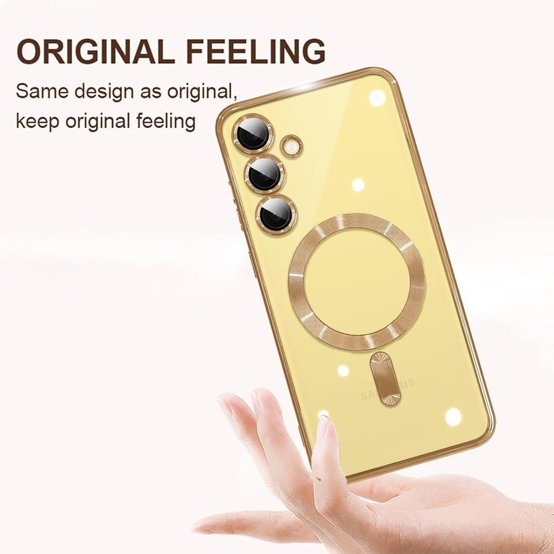 Grabist Phone Case For Samsung Galaxy A15 4G/5G, Clear case with camera lens protector Full protection, MagSafe compatible, scratch-resistant, anti-yellowing (Gold) - Image 3