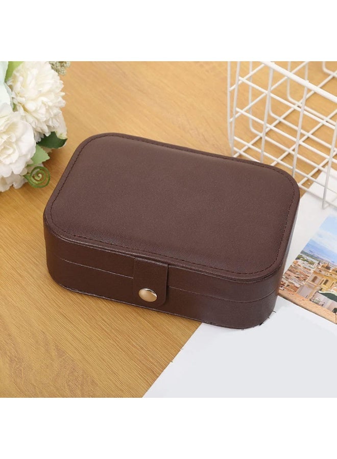 علبة مجوهرات سفر للنساء والبنات – منظم مجوهرات مزدوج الطبقة من الجلد الصناعي مع مرآة، علبة مجوهرات محمولة صغيرة لتخزين الخواتم والعقود والأساور والأقراط، تصميم أنيق للسفر والهدايا الفاخرة، منظم إكسسوارات نسائي، علبة مجوهرات للبنات، منظم مجوهرات محمول وعصري - Image 3