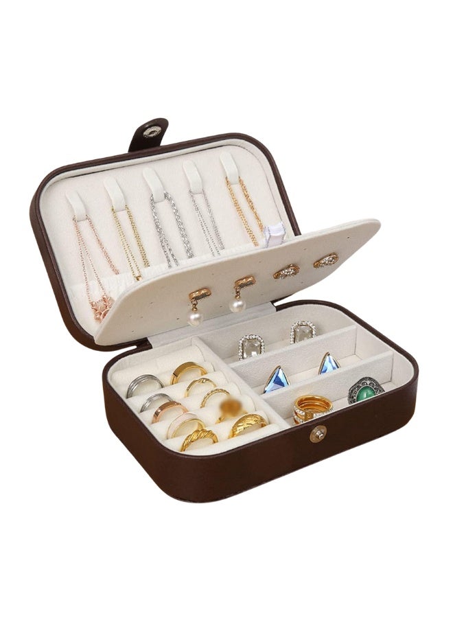 علبة مجوهرات سفر للنساء والبنات – منظم مجوهرات مزدوج الطبقة من الجلد الصناعي مع مرآة، علبة مجوهرات محمولة صغيرة لتخزين الخواتم والعقود والأساور والأقراط، تصميم أنيق للسفر والهدايا الفاخرة، منظم إكسسوارات نسائي، علبة مجوهرات للبنات، منظم مجوهرات محمول وعصري - Image 1