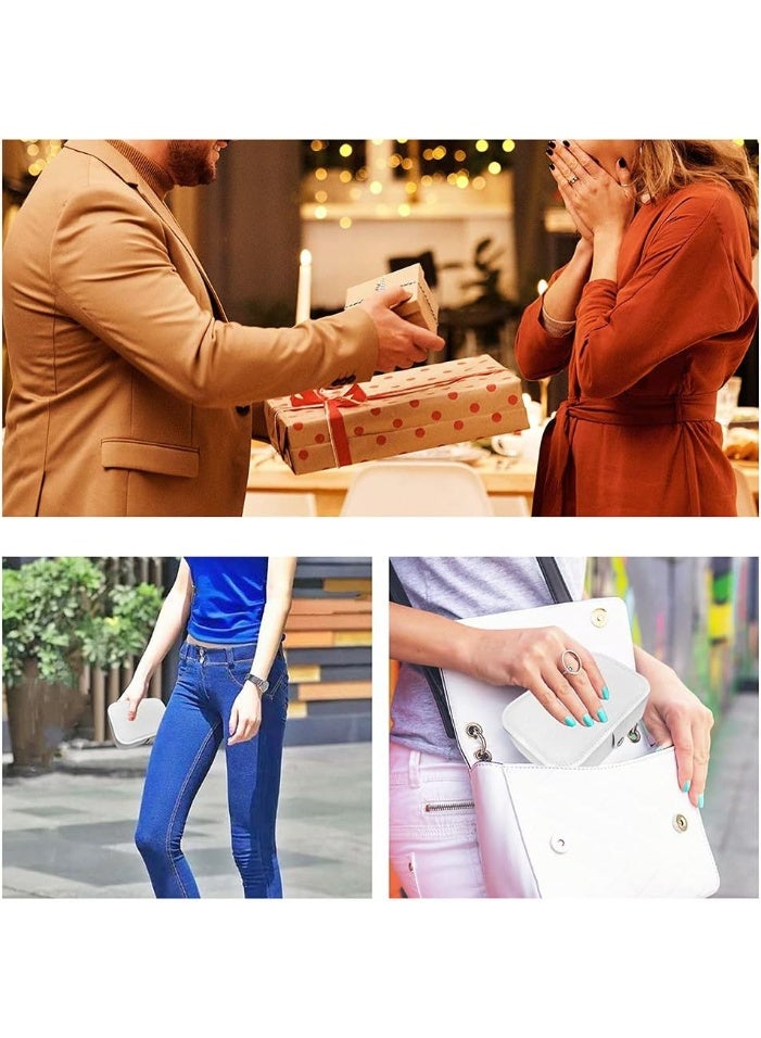 علبة مجوهرات سفر للنساء والبنات – منظم مجوهرات مزدوج الطبقة من الجلد الصناعي مع مرآة، علبة مجوهرات محمولة صغيرة لتخزين الخواتم والعقود والأساور والأقراط، تصميم أنيق للسفر والهدايا الفاخرة، منظم إكسسوارات نسائي، علبة مجوهرات للبنات، منظم مجوهرات محمول وعصري - Image 4