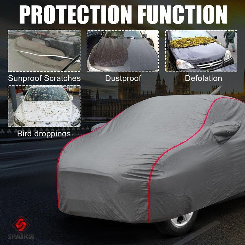 Spaiko Car Body Cover for Volkswagen Polo with Mirror & Antenna Pockets (Heavy Duty, Full Sized, Triple Stitched) - Image 2