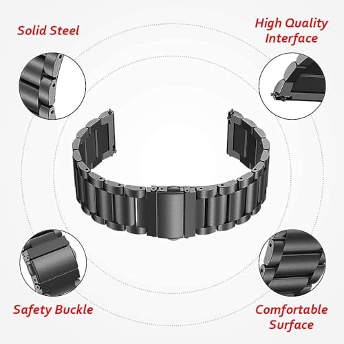 pTron 22mm Metal Chain Replacement Band Strap with Metal Buckle Compatible with Fire-Boltt, Boat, Noise, Amazfit, Stainless Steel Material, Quick-Release Pins, Adjustable Length (Black) - Image 5