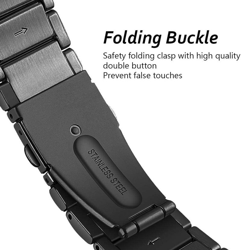 pTron 22mm Metal Chain Replacement Band Strap with Metal Buckle Compatible with Fire-Boltt, Boat, Noise, Amazfit, Stainless Steel Material, Quick-Release Pins, Adjustable Length (Black) - Image 4
