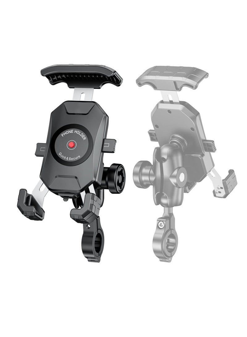 KASTWAVE Anti Theft Motorcycle Bike Phone Mount, Bike Ball Phone Holder Handlebar Double Socket Stem Mobile Holder with Aluminium1" Ball Base 360 Rotation Universal, Compatible for Smart Phones 4.0-7.0" - Image 1