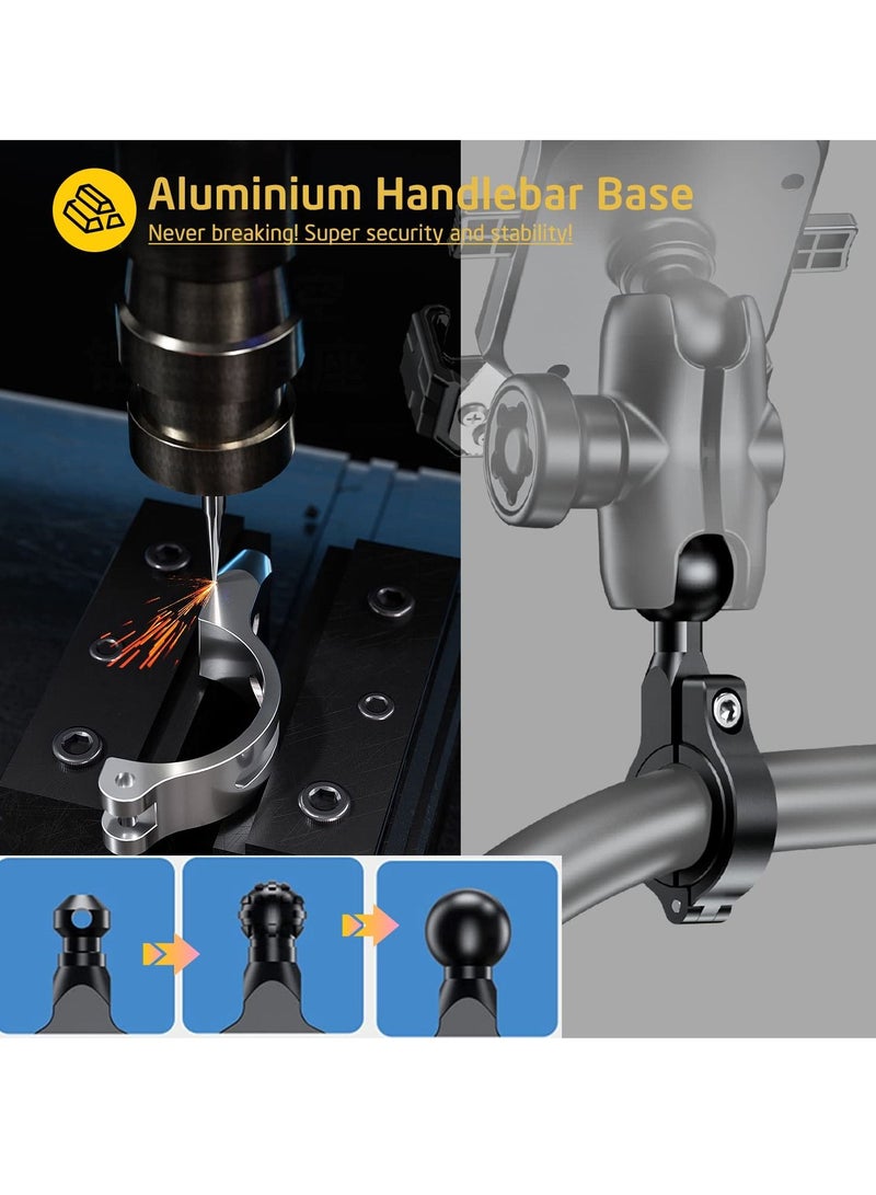 KASTWAVE Anti Theft Motorcycle Bike Phone Mount, Bike Ball Phone Holder Handlebar Double Socket Stem Mobile Holder with Aluminium1" Ball Base 360 Rotation Universal, Compatible for Smart Phones 4.0-7.0" - Image 3