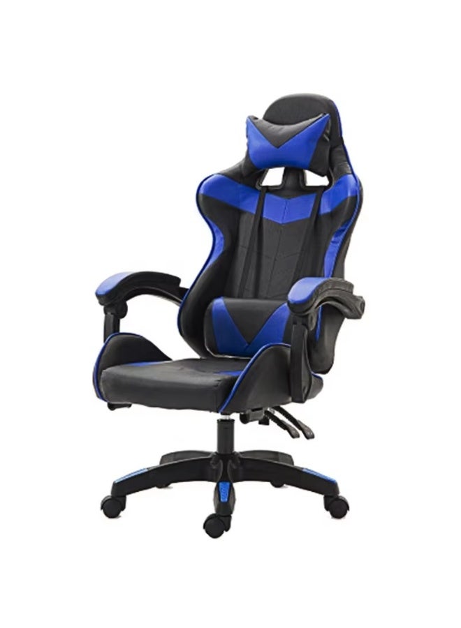 Gaming Chair Adjustable Computer Chair PC Office PU Leather High Back Lumbar Support Comfortable Armrest Headrest Blue Black