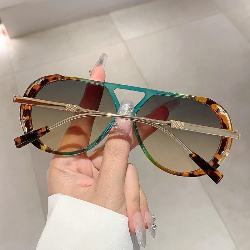 mincl Oversized Pilot Sunglasses for Women Men Trendy,Large Big Double beam Designer Fashion Vintage Shades Retro Sun Glasses (green) - Image 5