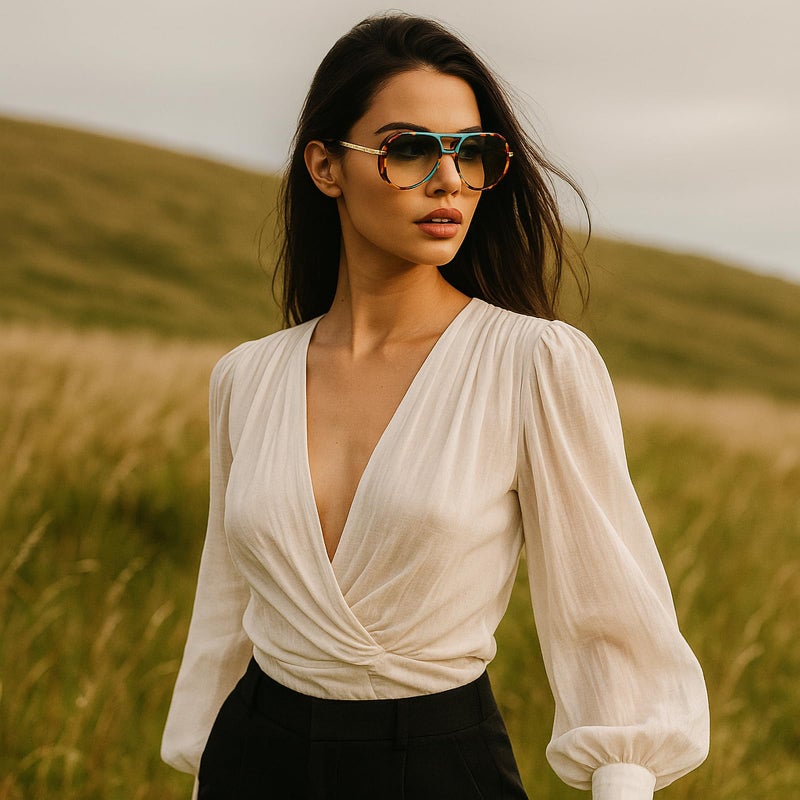 mincl Oversized Pilot Sunglasses for Women Men Trendy,Large Big Double beam Designer Fashion Vintage Shades Retro Sun Glasses (green) - Image 2