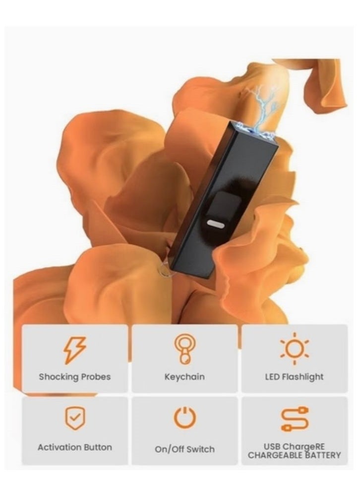 USB Rechargeable Flashlight LED Black 18.7 x 2.5 x 1.5 cm