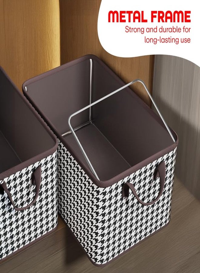 PRIME PICK Store Pro Storage Box Foldable Cloth Organizer Non Woven Fabric Breathable Wardrobe Storage Bin Sturdy Frame Handles Space Saving Clothes Organizer Black and White Pack of 3 - Image 3