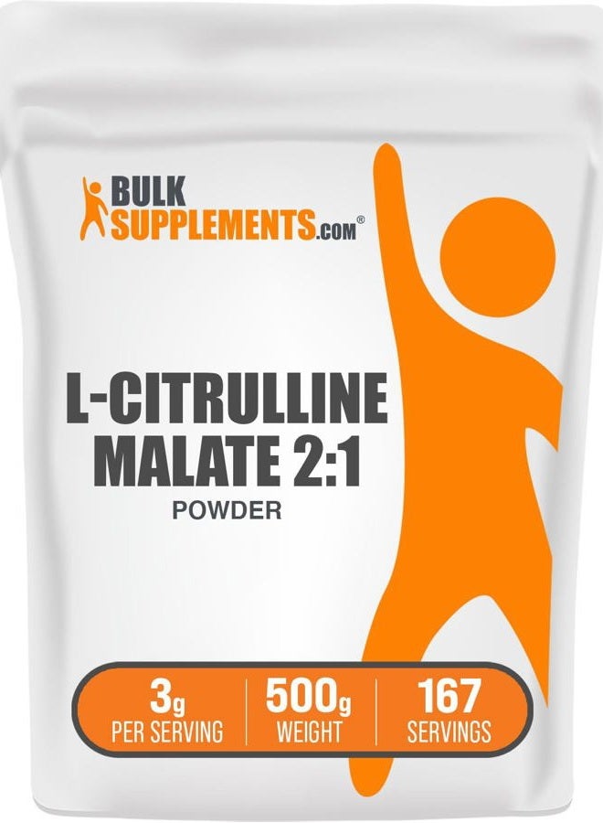 BULKSUPPLEMENTS.COM .com L-Citrulline Malate 2:1 Powder - Nitric Oxide Boost, Citrulline Malate Supplement - Unflavored & Gluten Free - 3g per Servings, 500g (1.1 lbs) (Pack of 1) - Image 1