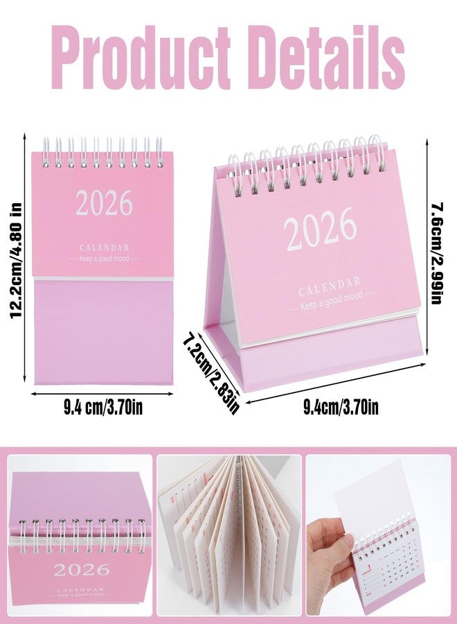 Tyqour Small Desk Calendar 2026 Mini Calendar Standing Flip Desktop Calendar 2026 Metal Ring Binding, Cute Desk Calendar Compact Size for Home Office School, - Image 2