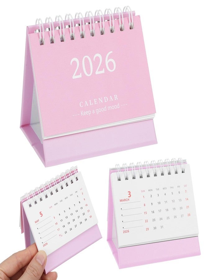 Tyqour Small Desk Calendar 2026 Mini Calendar Standing Flip Desktop Calendar 2026 Metal Ring Binding, Cute Desk Calendar Compact Size for Home Office School, - Image 1