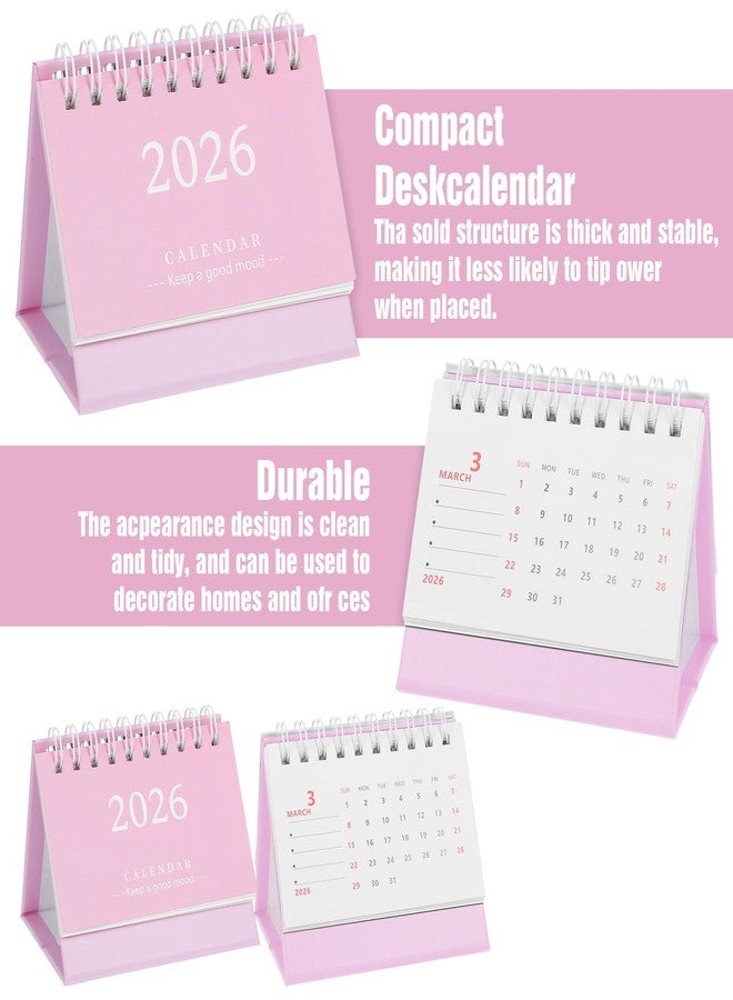 Tyqour Small Desk Calendar 2026 Mini Calendar Standing Flip Desktop Calendar 2026 Metal Ring Binding, Cute Desk Calendar Compact Size for Home Office School, - Image 5