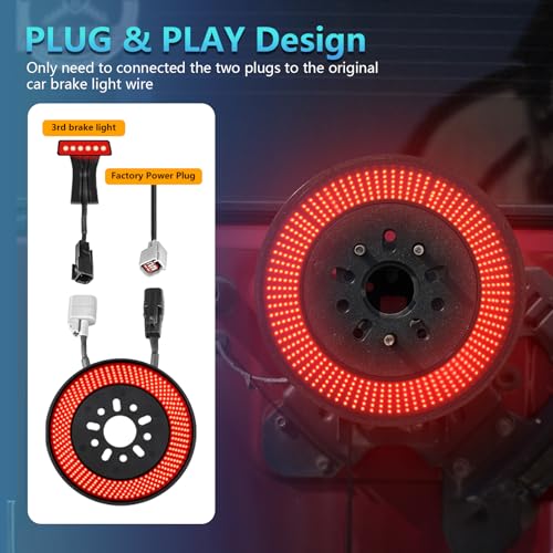 NKCELL POWER Spare Tire Brake LED Red Light for Jeep Wrangler JK/JKU/YJ/TJ 2007-2018, Plug-N-Play 405pcs Red LED Wheel Light 3rd Brake Light Rear Tail Stop Light Wrangler JK Accessories - Image 4