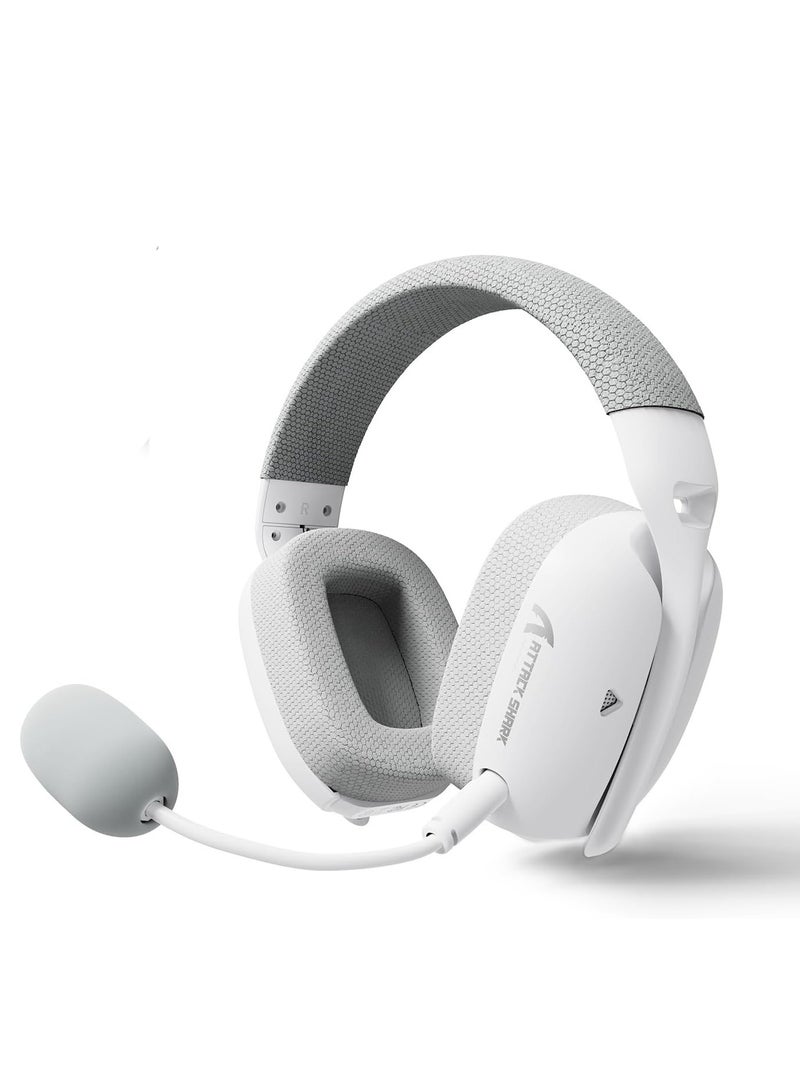 ATTACK SHARK L80PRO Wireless Gaming Headset Lightseed Tech- Built-in & Detachable Dual Microphone-Lightweight Headphone with Tri-Mode(2.4GHz USB C&A Dongle/BT/Wired)-for PC Mac Switch Win-White - Image 1