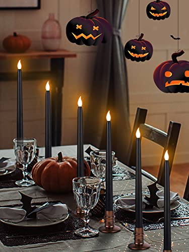 Alphatool 6 Packs Halloween Black LED Flameless Candles with Bases - Flicker Flame, Tall Taper Smokeless Dripless Candles, Decor for Fireplace Diningtable Bar School - Image 5