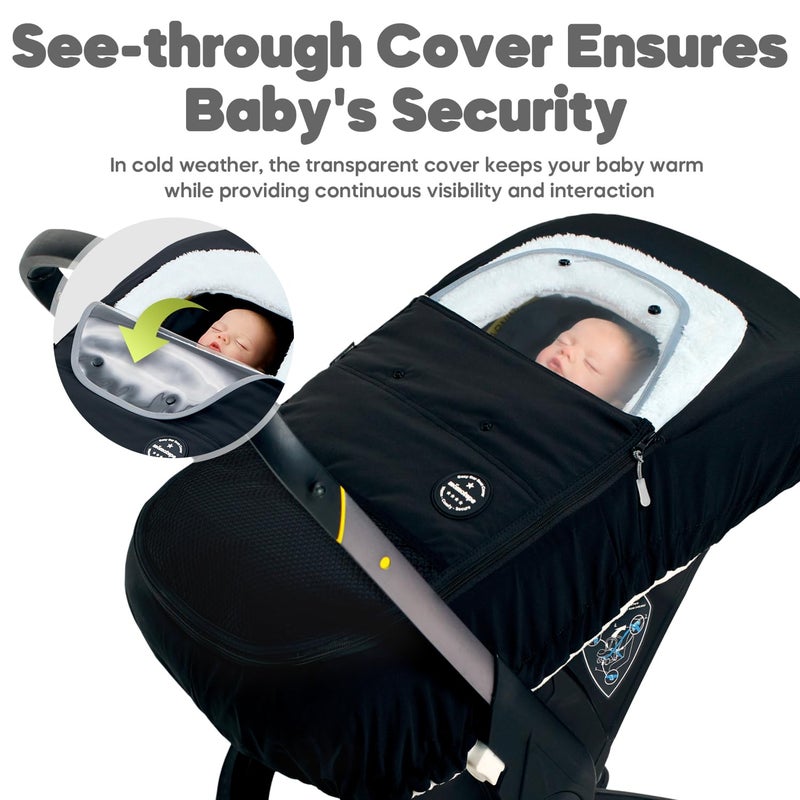 Mamatepe Winter Baby Car Seat Cover, Rain and Snow Repellent, Windproof Warm Fleece Breathable with U Shape Zipper for Newborn Car Seat, Universal for Infant Car Seat - Image 5