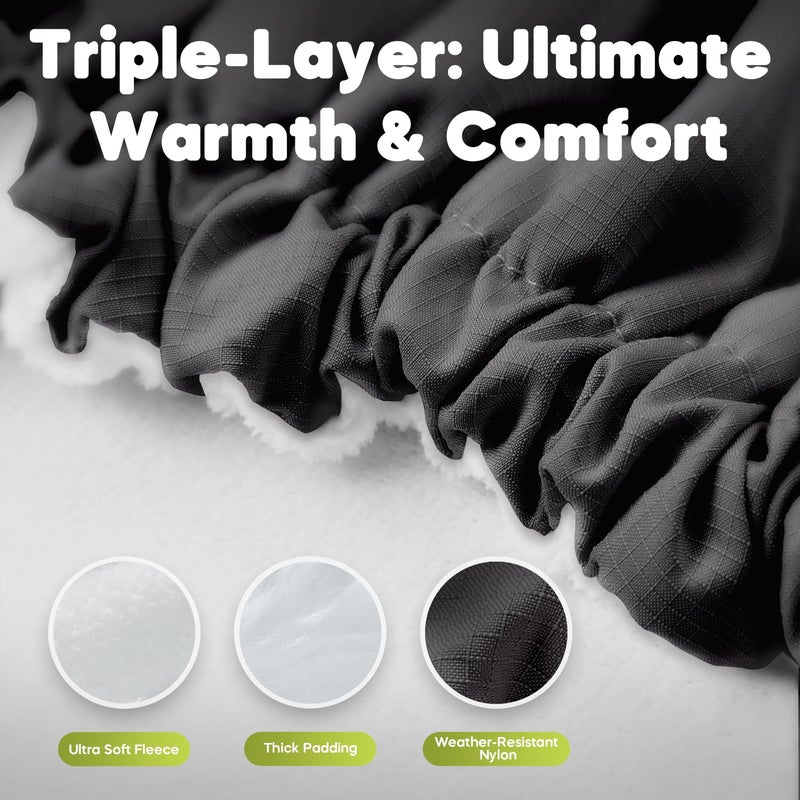 Mamatepe Winter Baby Car Seat Cover, Rain and Snow Repellent, Windproof Warm Fleece Breathable with U Shape Zipper for Newborn Car Seat, Universal for Infant Car Seat - Image 3