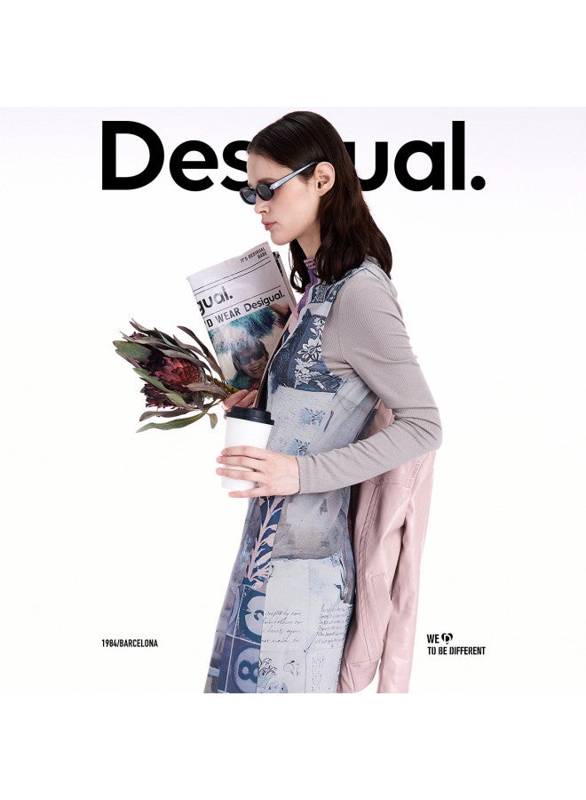 DESIGUAL 25 Autumn/Winter New Collection Hand-Collage Print Two-Piece Semi-High Neck Dress - Image 4