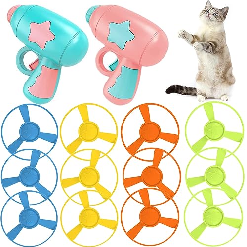 LAPOHI 14 PCS Cat Fetch Toy with Colorful Flying Propellers Set Cat Playing Tracking Interactive Toys for Kitten Chasing Training Hunting - Image 1