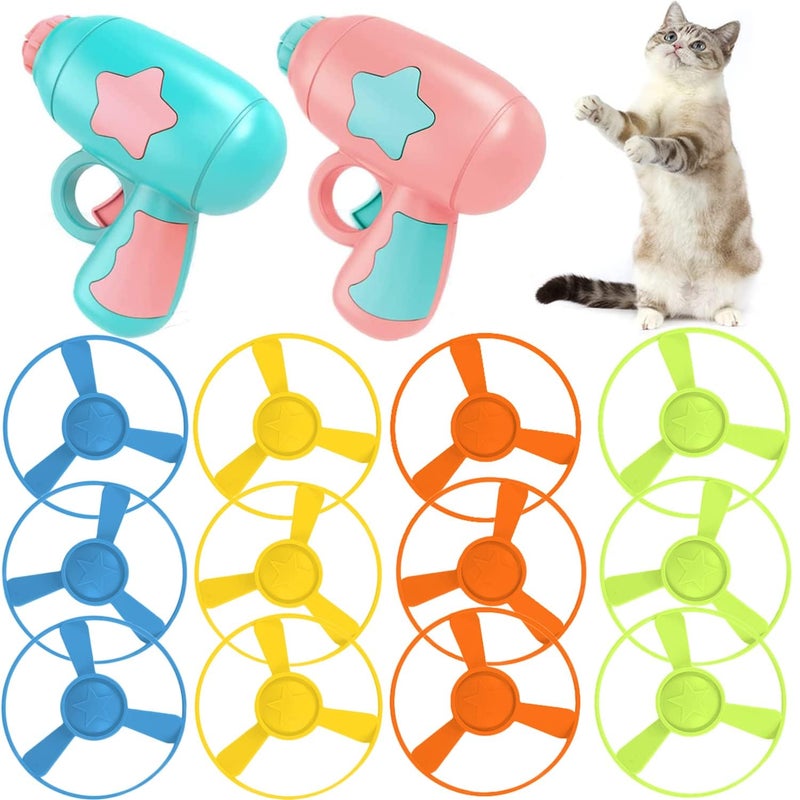 LAPOHI 14 PCS Cat Fetch Toy with Colorful Flying Propellers Set Cat Playing Tracking Interactive Toys for Kitten Chasing Training Hunting - Image 2