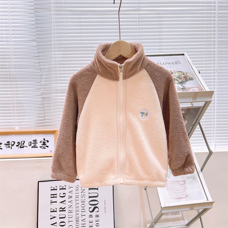 Children'S Coat Spring Autumn Winter Sweet Puff Velvet Out Cardigan Baby'S Jacket Boys' And Children'S Jacket Children'S Clothing - Image 1