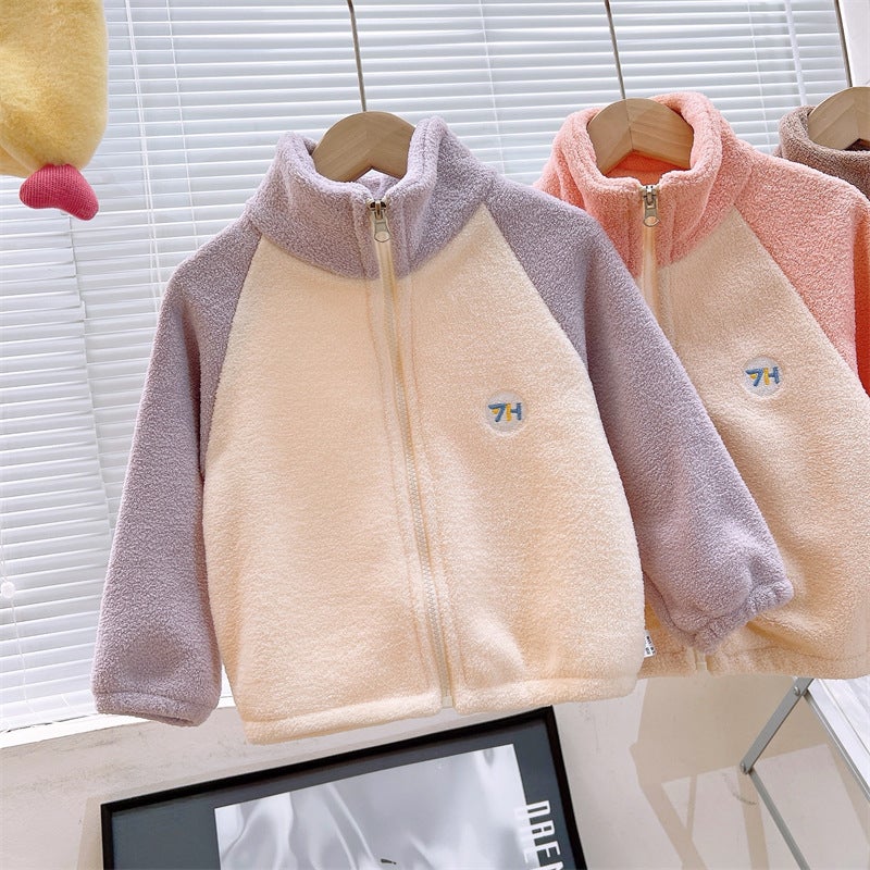 Children'S Coat Spring Autumn Winter Sweet Puff Velvet Out Cardigan Baby'S Jacket Boys' And Children'S Jacket Children'S Clothing - Image 4