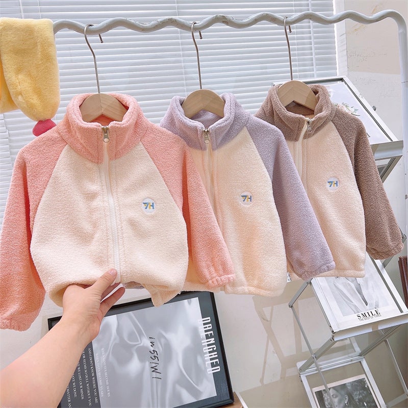 Children'S Coat Spring Autumn Winter Sweet Puff Velvet Out Cardigan Baby'S Jacket Boys' And Children'S Jacket Children'S Clothing - Image 3