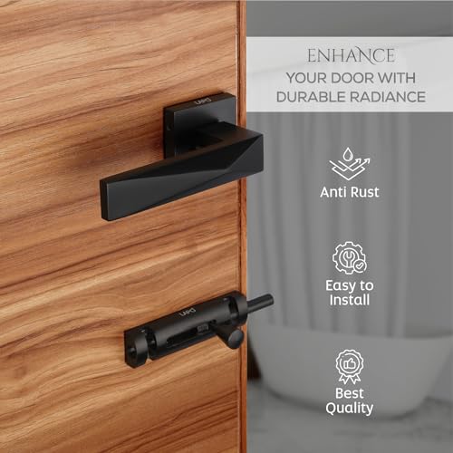 LAPO Door Lock for Bathroom & Balcony | 45x45 Lock Body | Brass Latch | Keyless Feature | Left Right Door Fit | Supports 30–50mm Door Thickness | Black Finish | 3 Years Warranty | Ro-131 - Image 4