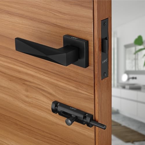 LAPO Door Lock for Bathroom & Balcony | 45x45 Lock Body | Brass Latch | Keyless Feature | Left Right Door Fit | Supports 30–50mm Door Thickness | Black Finish | 3 Years Warranty | Ro-131 - Image 1