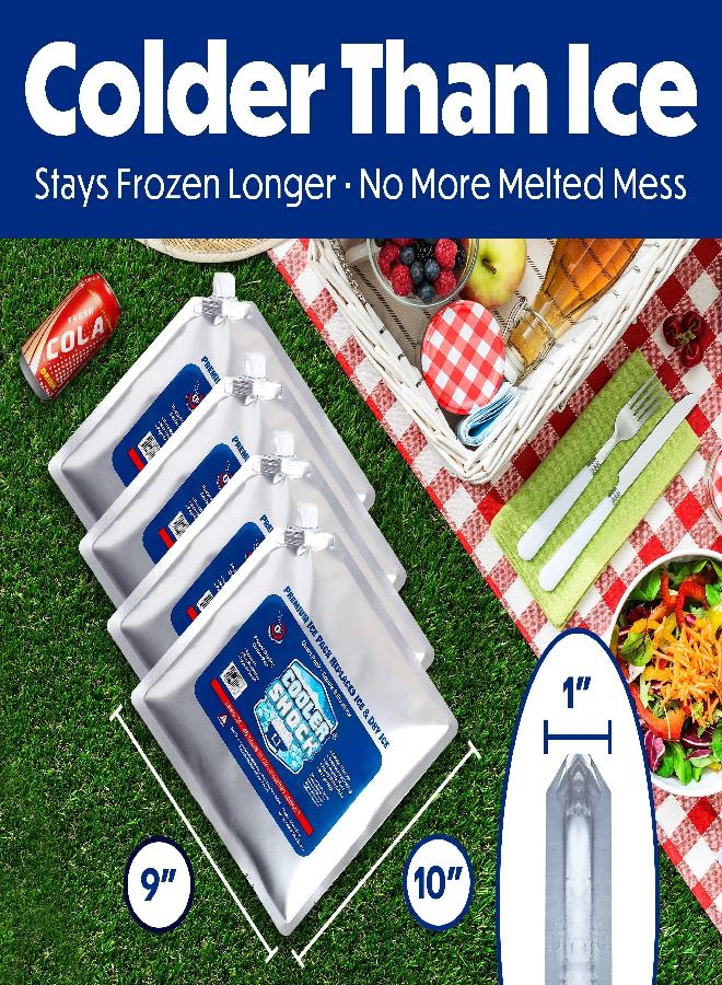 Cooler Shock Shock Reusable Ice Packs For Cooler, Ice Packs For Lunch Bags, Long-Lasting Cold Freezer Packs For Lunch Boxes, Cooler Accessories For School, Beach And Fishing, Camping Gifts, 4 Pack - Image 2