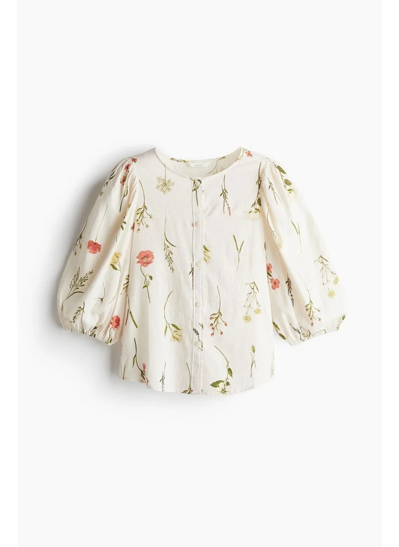 اتش اند ام Linen-blend blouse