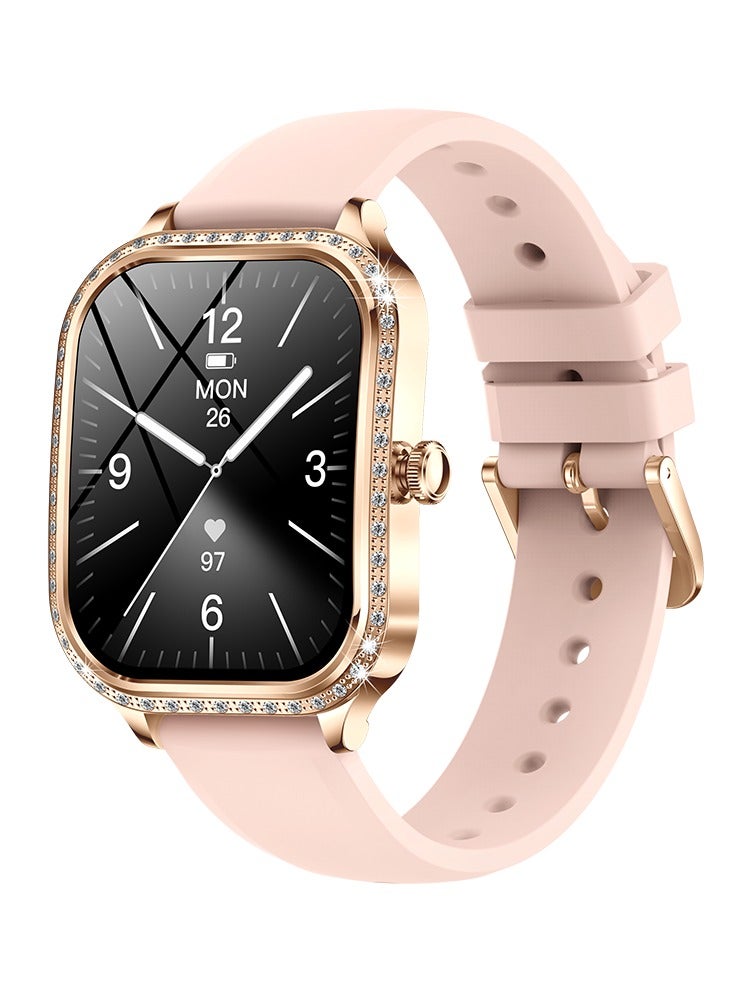 رولستيمي ساعة ذكية نسائية ، ساعة عادية ، شاشة منحنية عالية الوضوح مقاس 1.75 بوصة ، قرص ماسي ، مكالمة بلوتوث (إجابة / صنع) ، مساعد صوتي بالذكاء الاصطناعي ، وضع رياضي 100+ ، كشف صحة الإناث ، ساعة ذكية للسيدات ، شريط إم كيه 88 وردي - Image 1