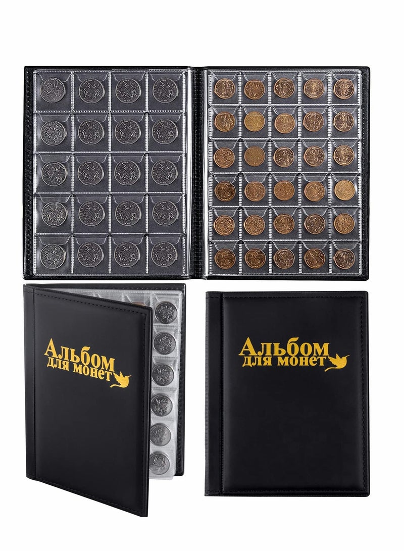 Currency Coin Album, Holder, 370 Pockets and Collecting Binder, 120 Paper Money Stamp Page Album Supplies for Collectors - Image 1