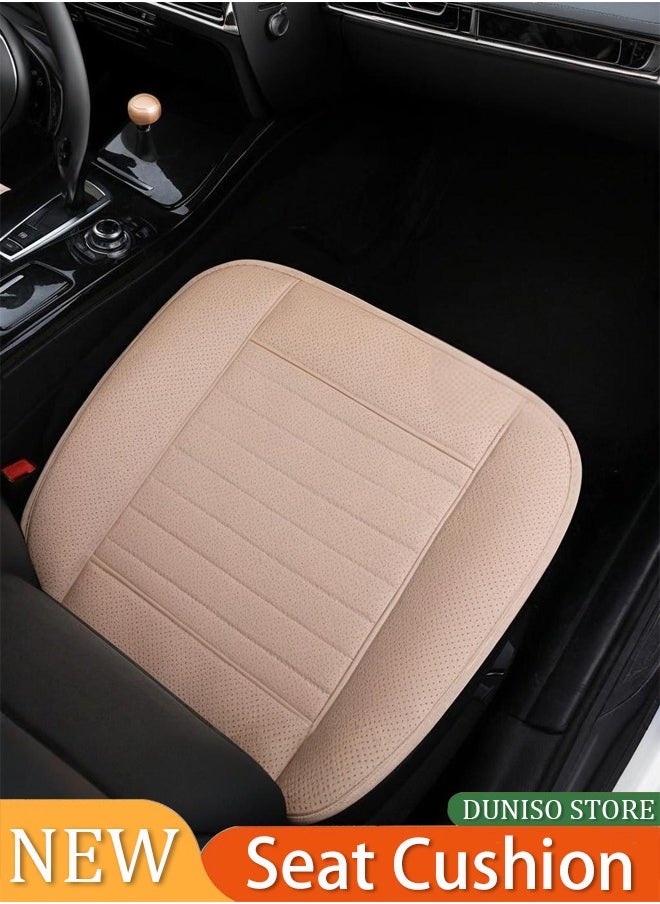 DUNISO Car Seat Cushion,Four Seasons Universal, Breathable Comfortable Non-tied Leather Seat Cushion Compatible with 95% Vehicle Fit for Cars Truck SUV or Vans（Beige）  - Image 2
