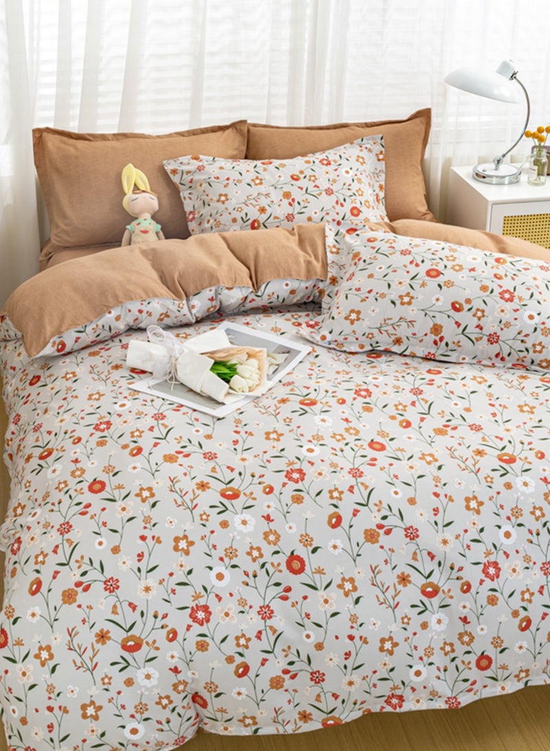 Sharpdo 4-Piece Bedding Set, Small Floral Style Quilt Cover Set, Including 1 Quilt Cover, 1 Sheet, 2 Pillowcases, 2m Bed (220*230cm) - Image 5