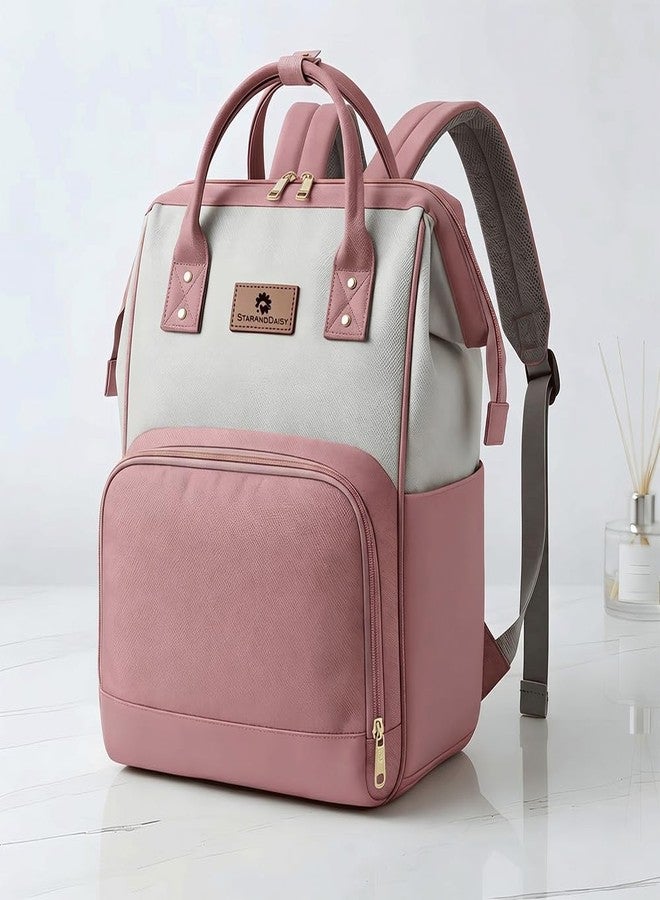 StarAndDaisy Diaper Bag / 30L Lightweight Diaper Bag for Mothers for Travel with 3 Insulated Bottle Pockets/Baby Bag for Mother Travel & Maternity Bag for Baby – Pink Grey - Image 1