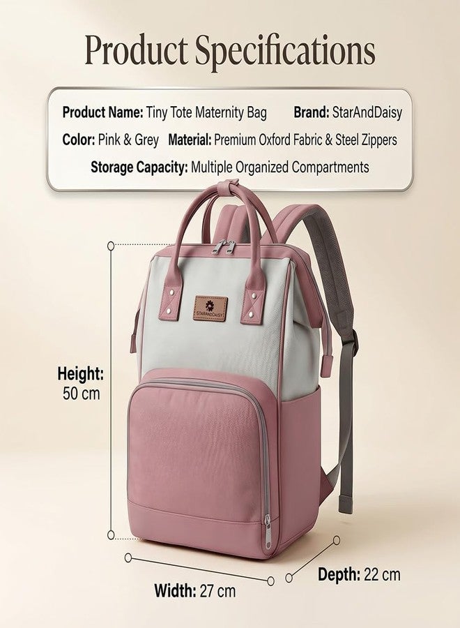 StarAndDaisy Diaper Bag / 30L Lightweight Diaper Bag for Mothers for Travel with 3 Insulated Bottle Pockets/Baby Bag for Mother Travel & Maternity Bag for Baby – Pink Grey - Image 5