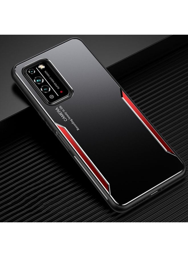 HuHa Case Cover For Honor X10 5G Blade Series TPU Frame + Titanium Alloy Sand Blasting Technology Backplane + Color Aluminum Alloy Decorative Edge Mobile Phone Protective Shell Black + Red 