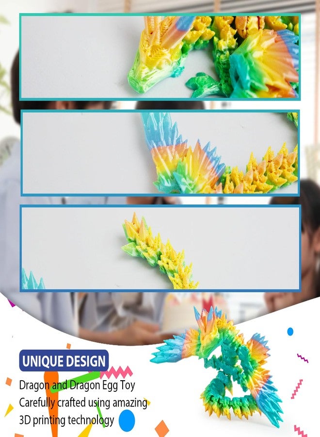 AUMEILLER 4 Pcs 3D Printed Easter Dragon Egg with Wings, Easter Basket Stuffers，3D Printed Crystal Dragon Gift for Kids - Image 3