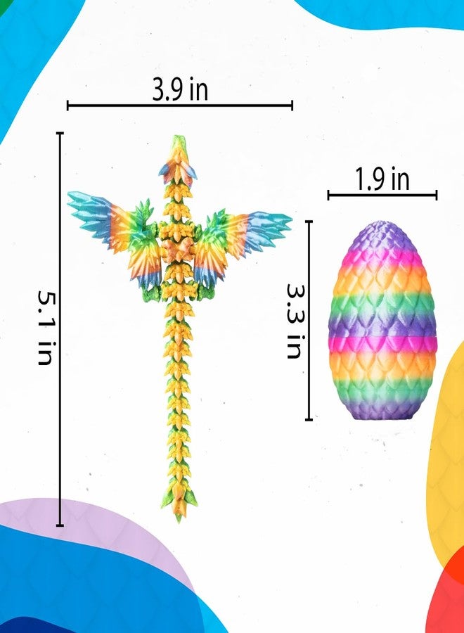 AUMEILLER 4 Pcs 3D Printed Easter Dragon Egg with Wings, Easter Basket Stuffers，3D Printed Crystal Dragon Gift for Kids - Image 2