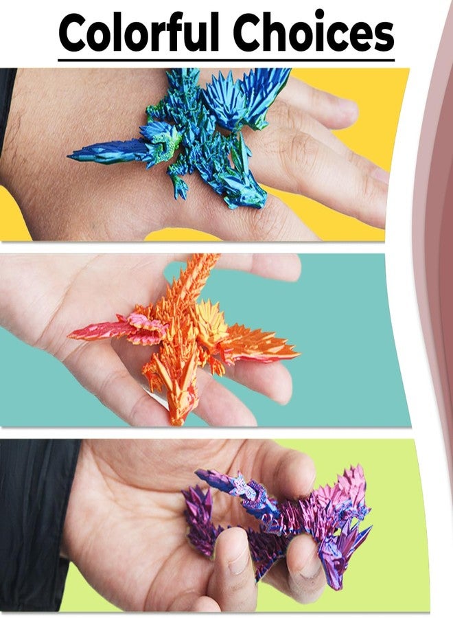 AUMEILLER 4 Pcs 3D Printed Easter Dragon Egg with Wings, Easter Basket Stuffers，3D Printed Crystal Dragon Gift for Kids - Image 4