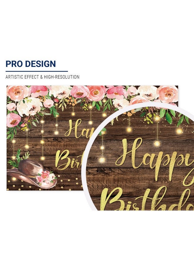 Allenjoy Western Birthday Backdrop Boot Cowgirl Rustic Country Boho Bday Party Supplies Flower Country Wood Hat Background Cake Table Decor Studio Photobooth Props Gift Favors - Image 2
