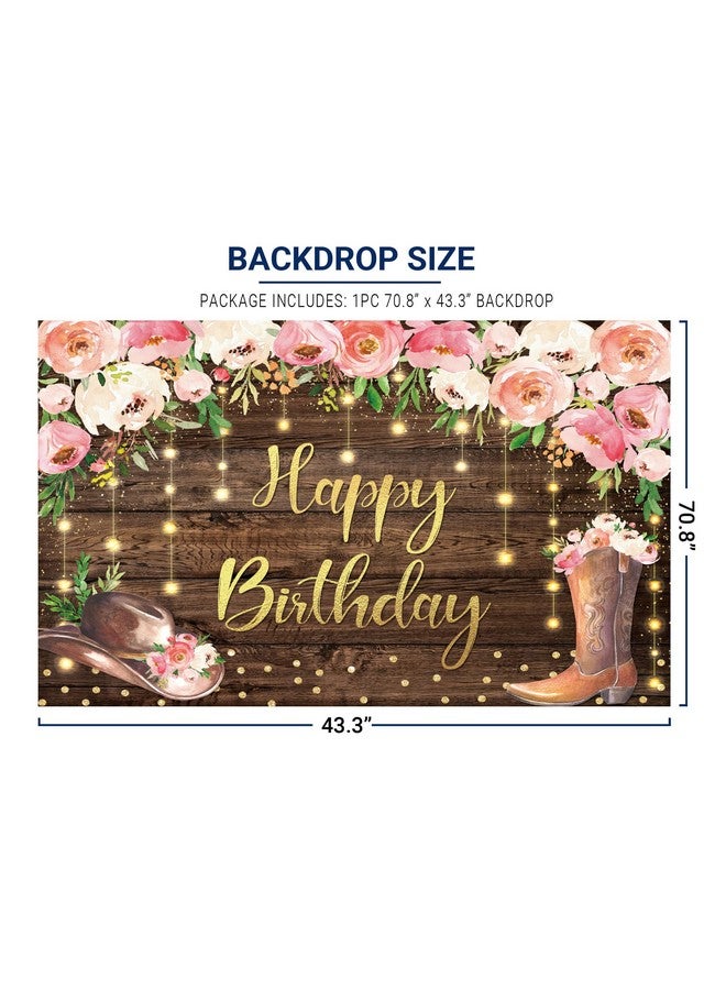 Allenjoy Western Birthday Backdrop Boot Cowgirl Rustic Country Boho Bday Party Supplies Flower Country Wood Hat Background Cake Table Decor Studio Photobooth Props Gift Favors - Image 3